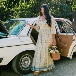 NWT Christy Dawn The Basil Dress | Larkspur Ditsy Field Silk-Cotton